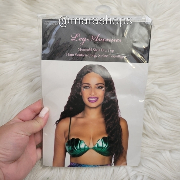 Leg Avenue Mermaid Green Shell Bra Top - Picture 2 of 6